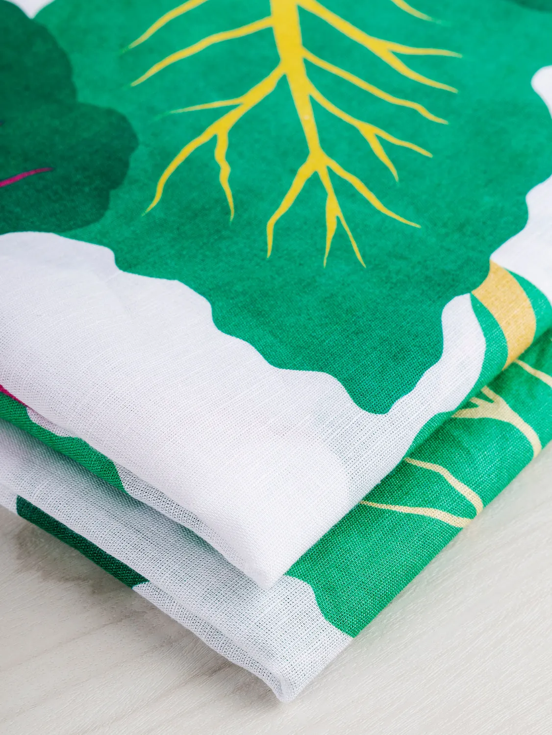 Chardcore Print Organic Cotton Linen Blend - White   Green   Magenta - Swatch