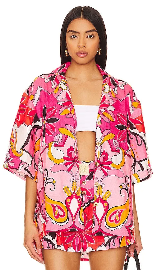 CIN CIN Mirage Bowling Shirt in Pink