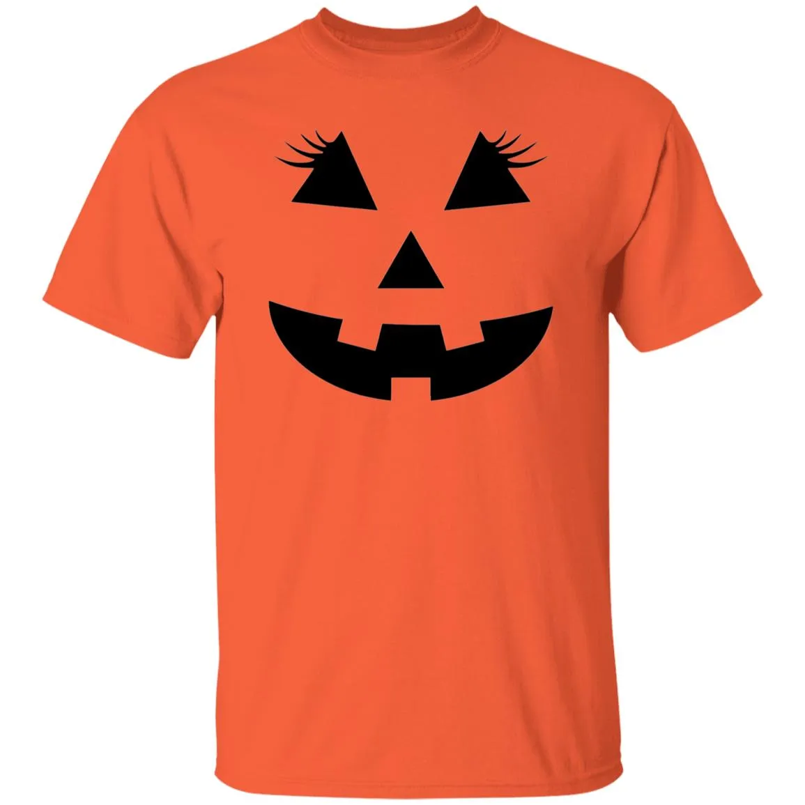 Jack O Lantern Face Pumpkin Eyelashes Halloween Costume Funny T-Shirt