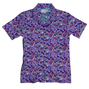Modern Glass Open Collar Short Sleeve Shirt