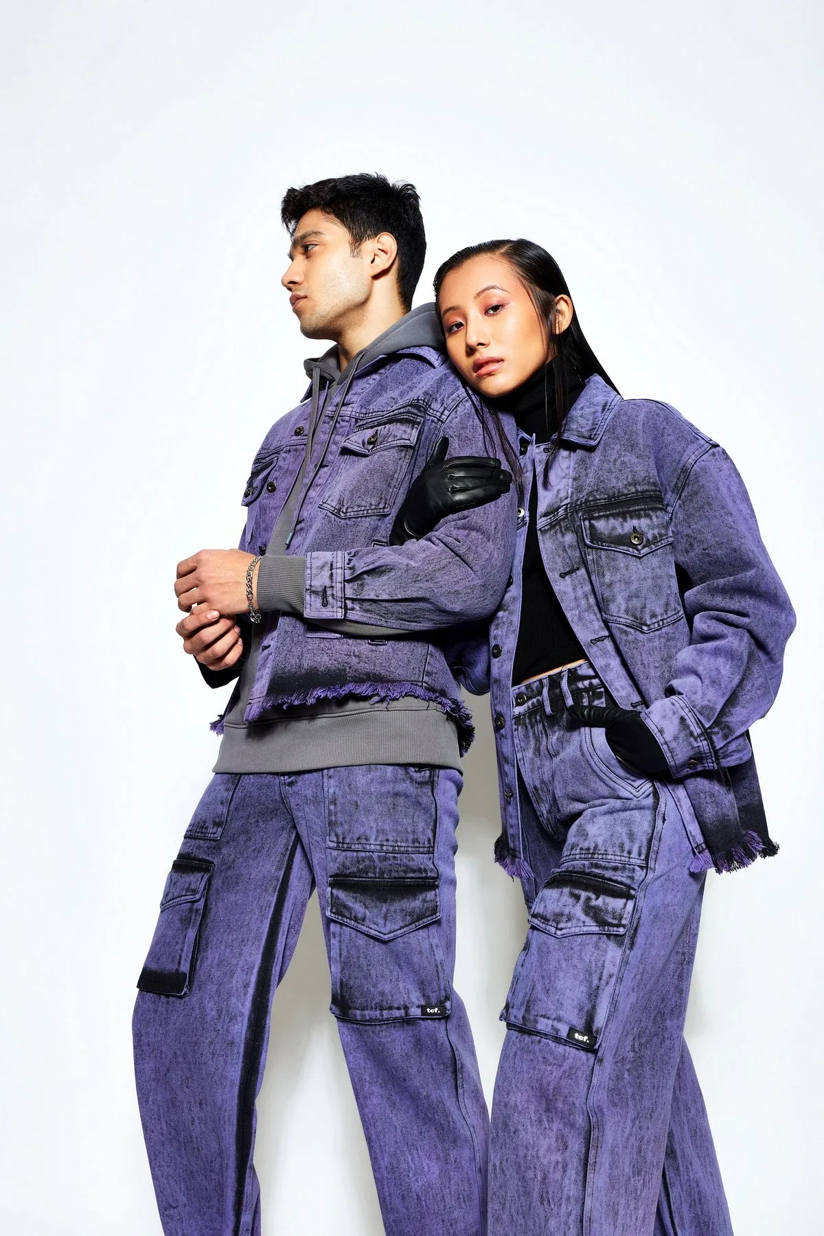 Overdyed Acid Wash Denim Jacket- Purple