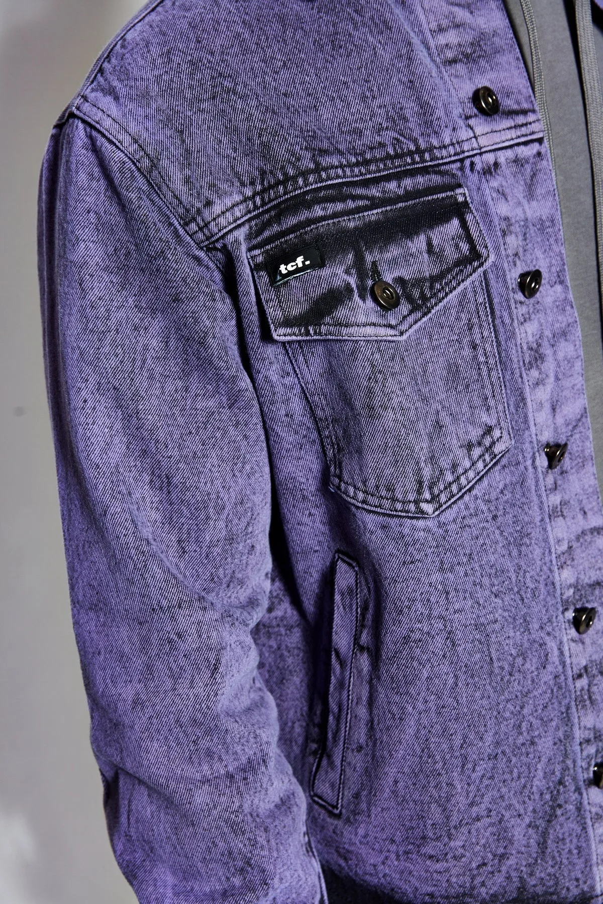 Overdyed Acid Wash Denim Jacket- Purple