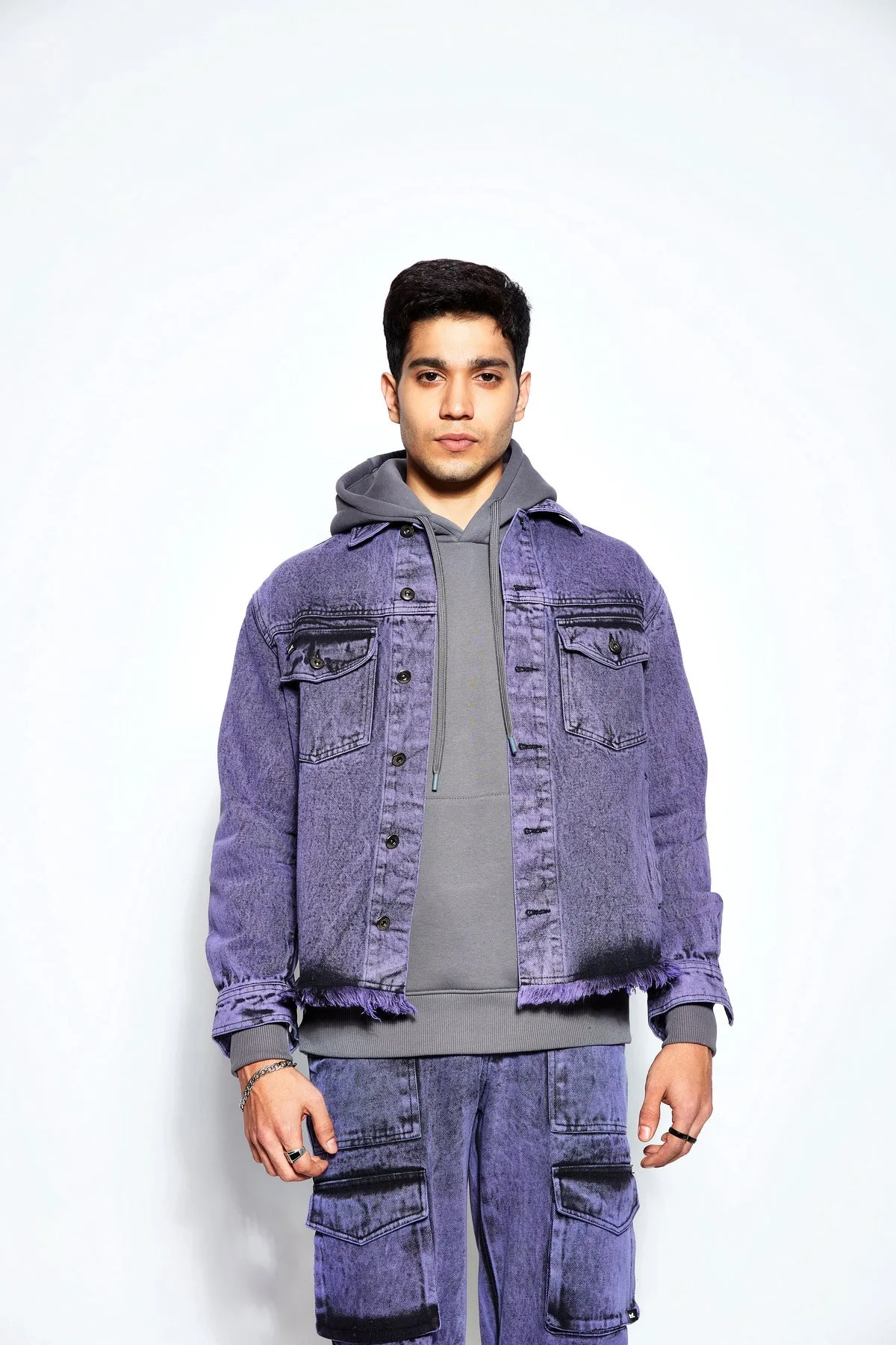 Overdyed Acid Wash Denim Jacket- Purple