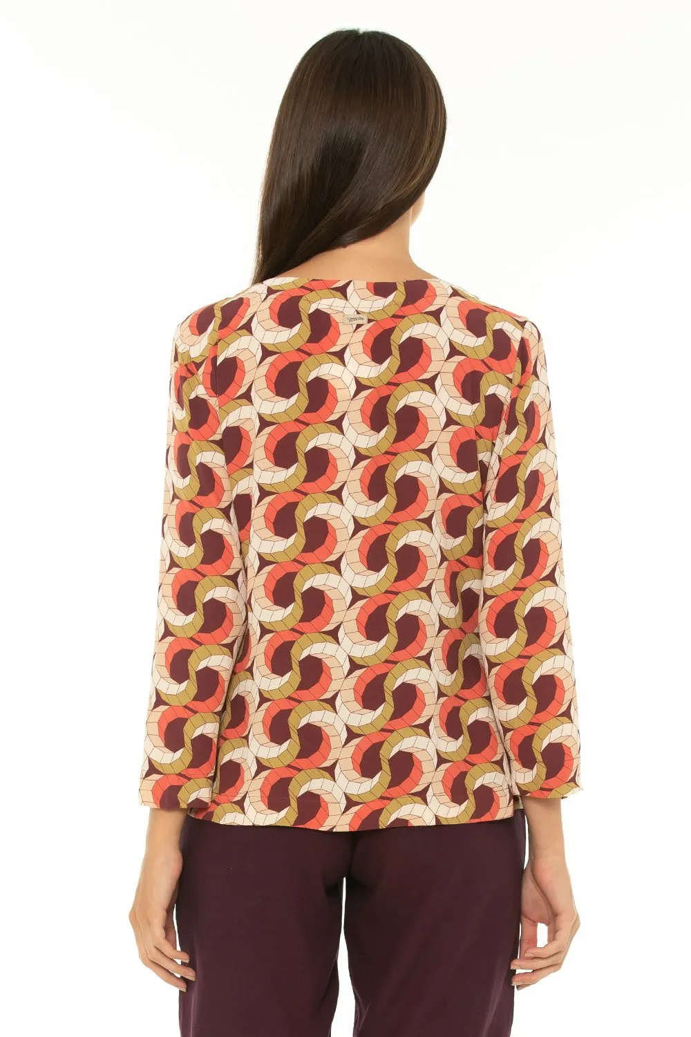 Pre-Order 7/8 Sleeve Blouse Escher Wine