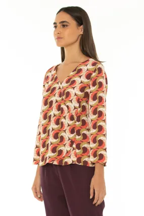 Pre-Order 7/8 Sleeve Blouse Escher Wine