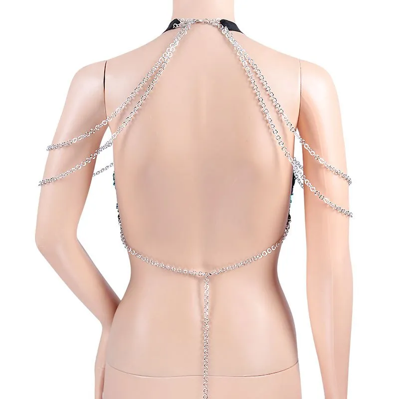 Sequined Backless Crop Top