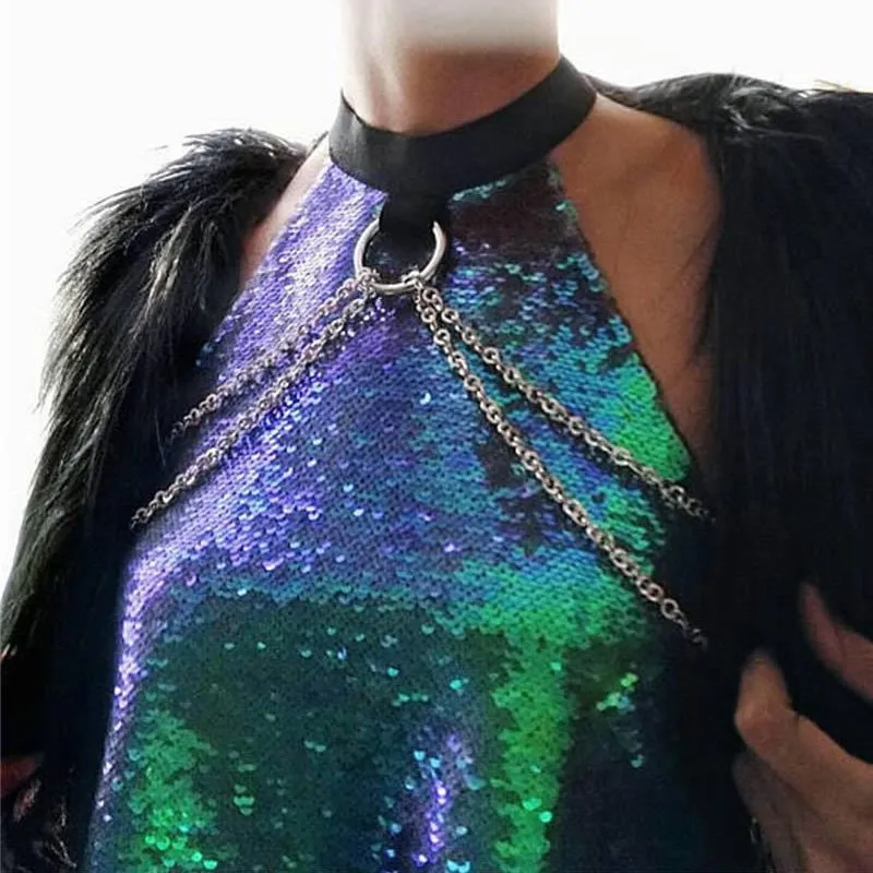 Sequined Backless Crop Top