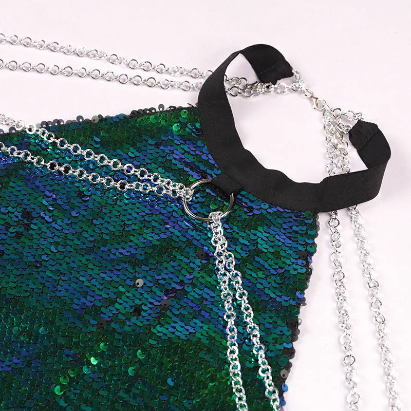 Sequined Backless Crop Top