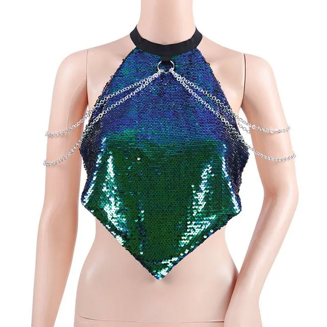 Sequined Backless Crop Top