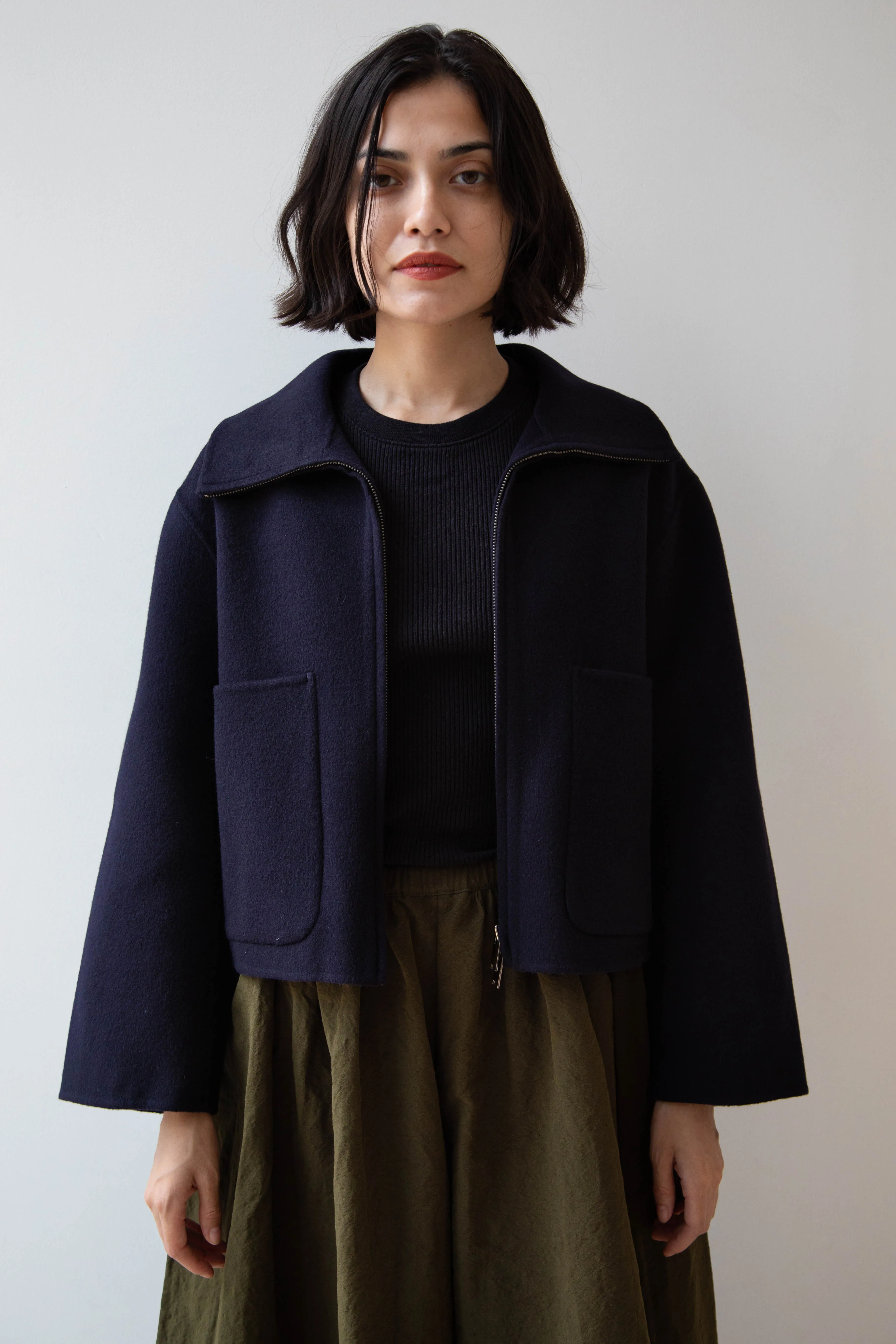 The Loom | Wool Cashmere Zip Up in Navy
