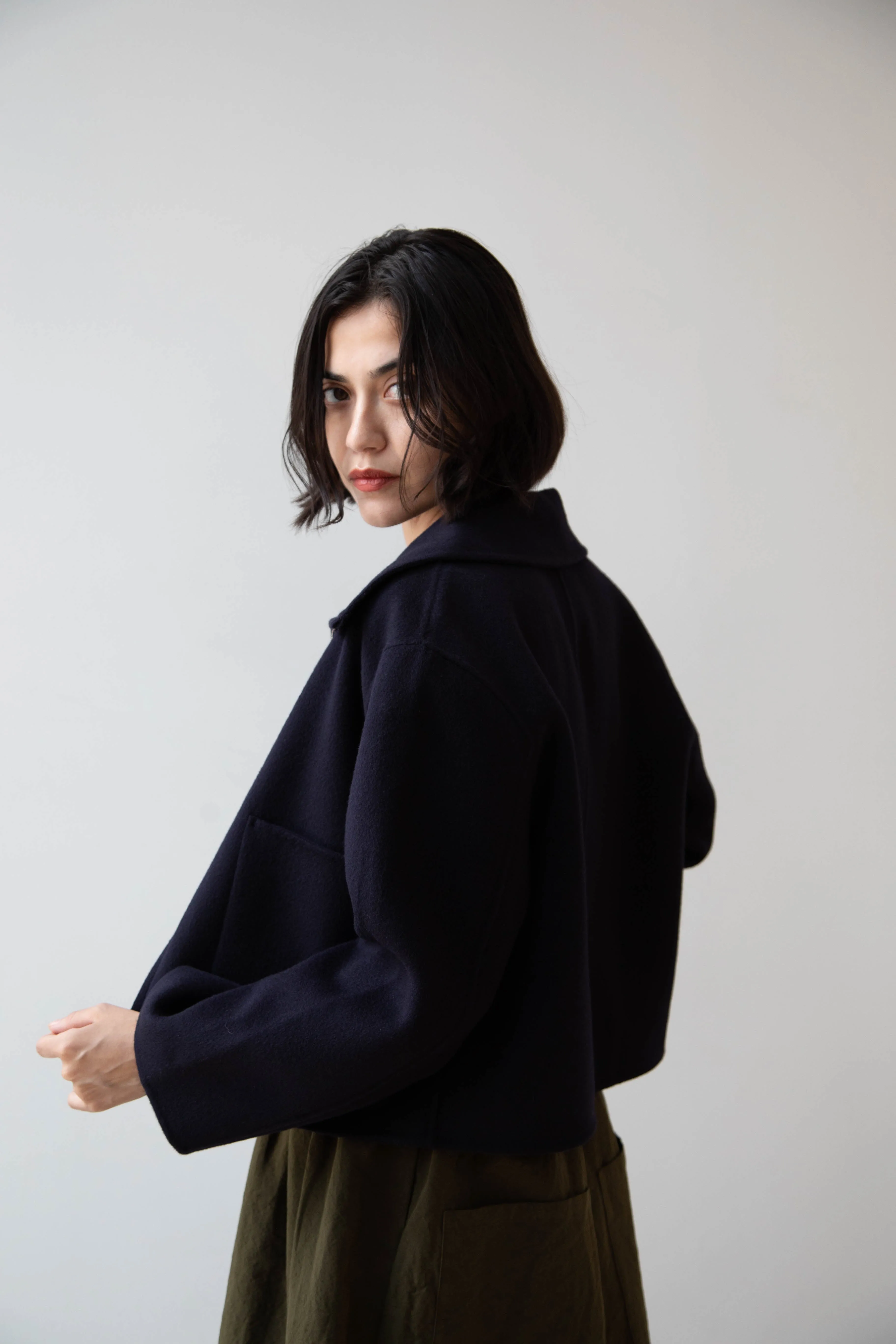 The Loom | Wool Cashmere Zip Up in Navy