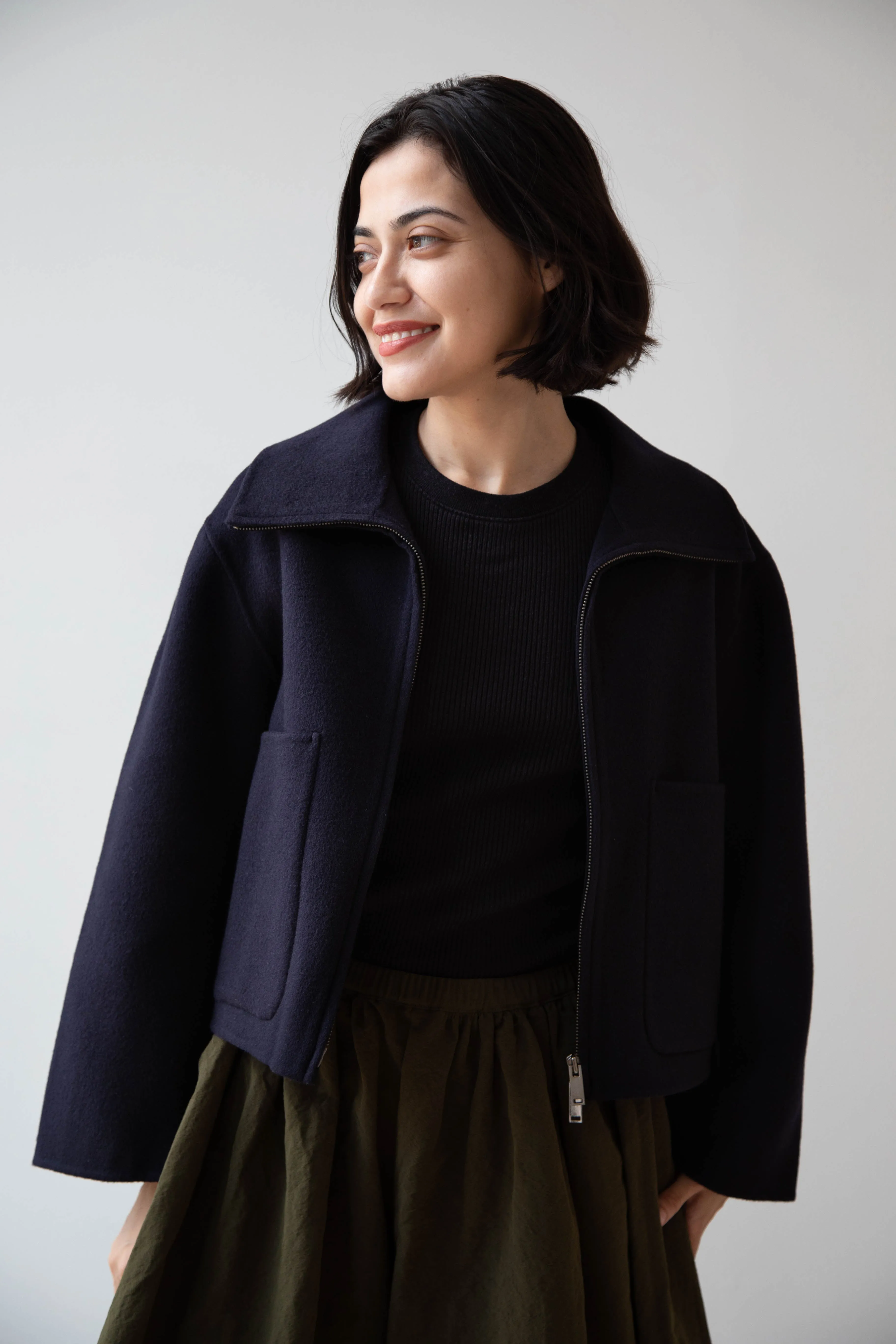 The Loom | Wool Cashmere Zip Up in Navy