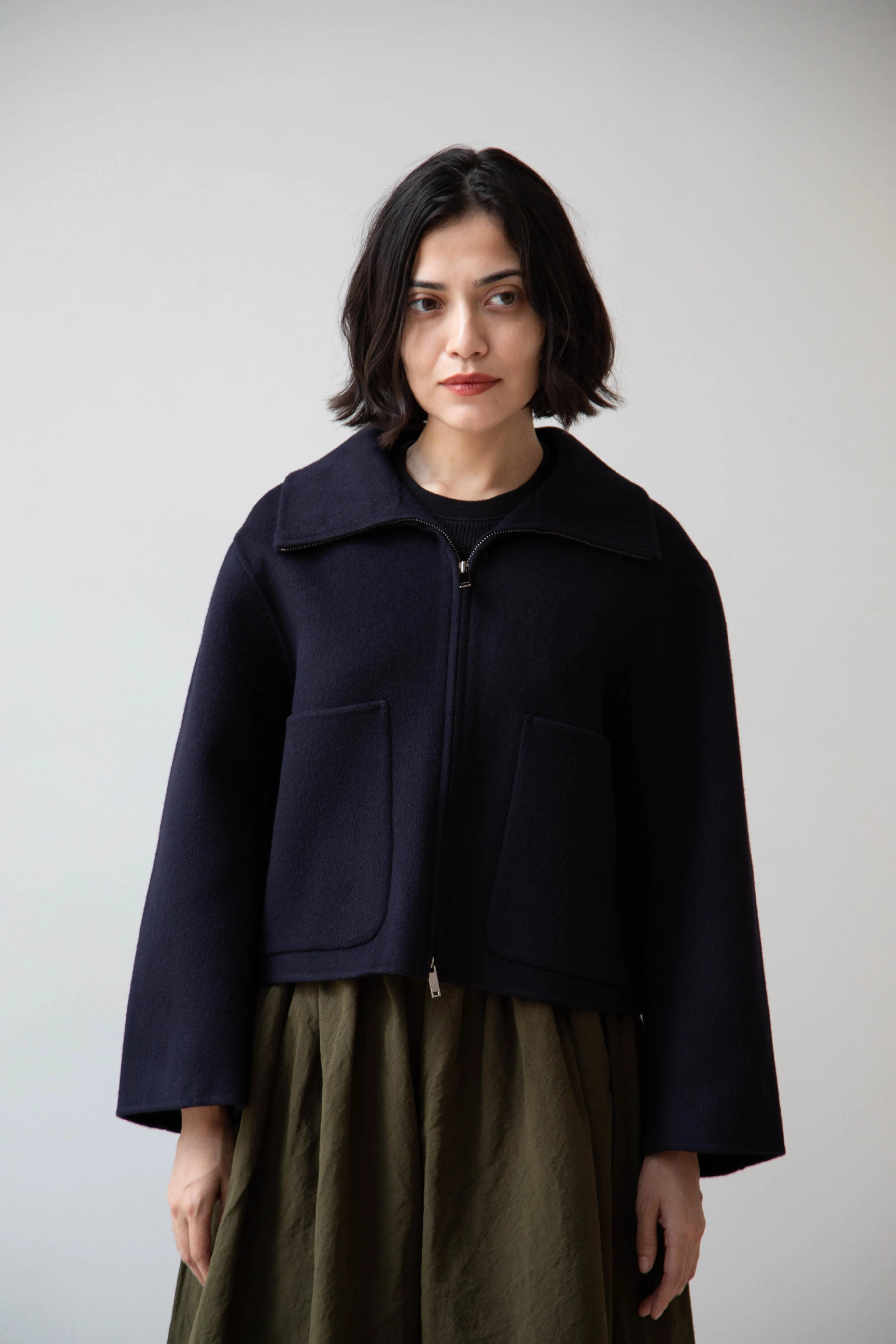 The Loom | Wool Cashmere Zip Up in Navy