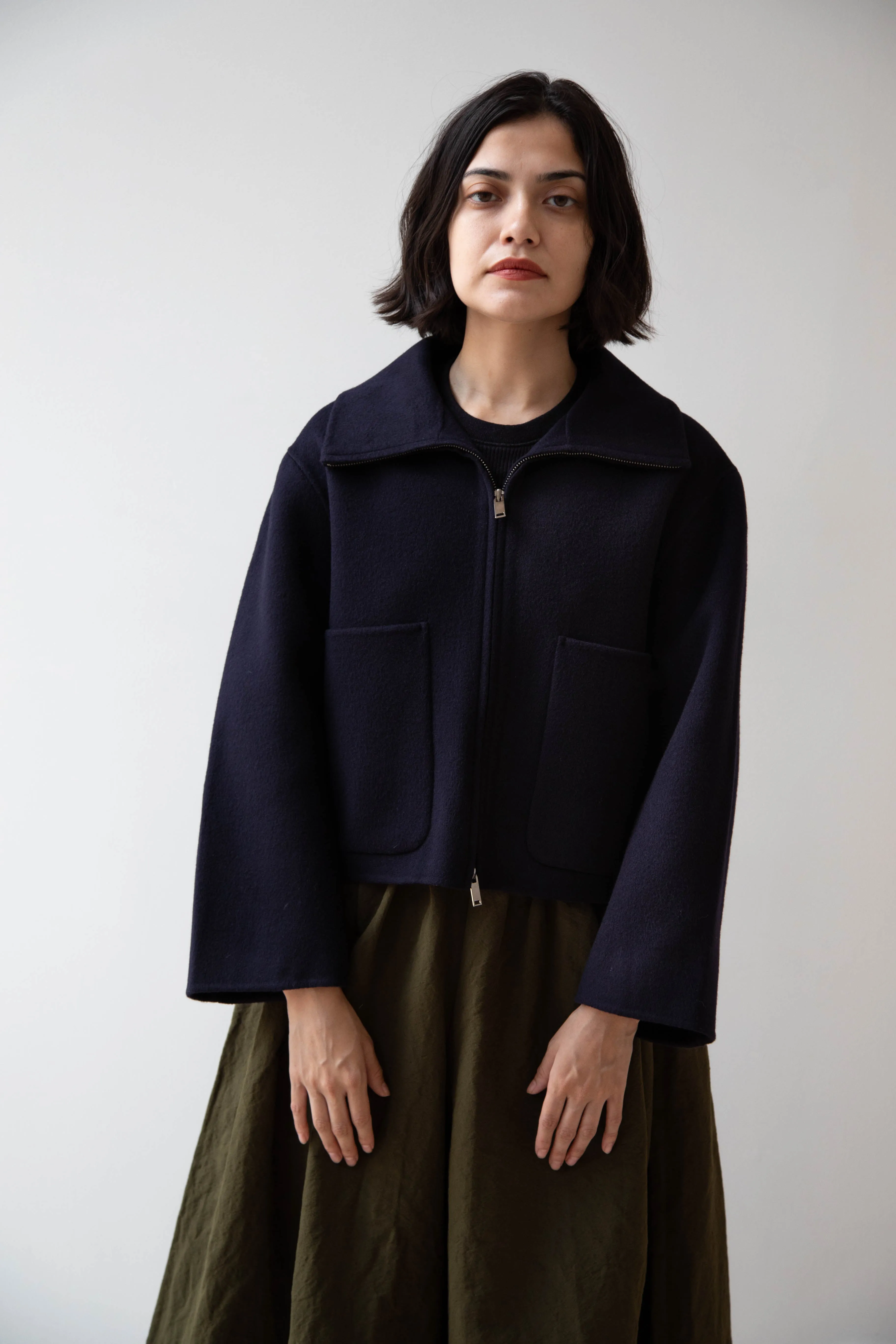 The Loom | Wool Cashmere Zip Up in Navy