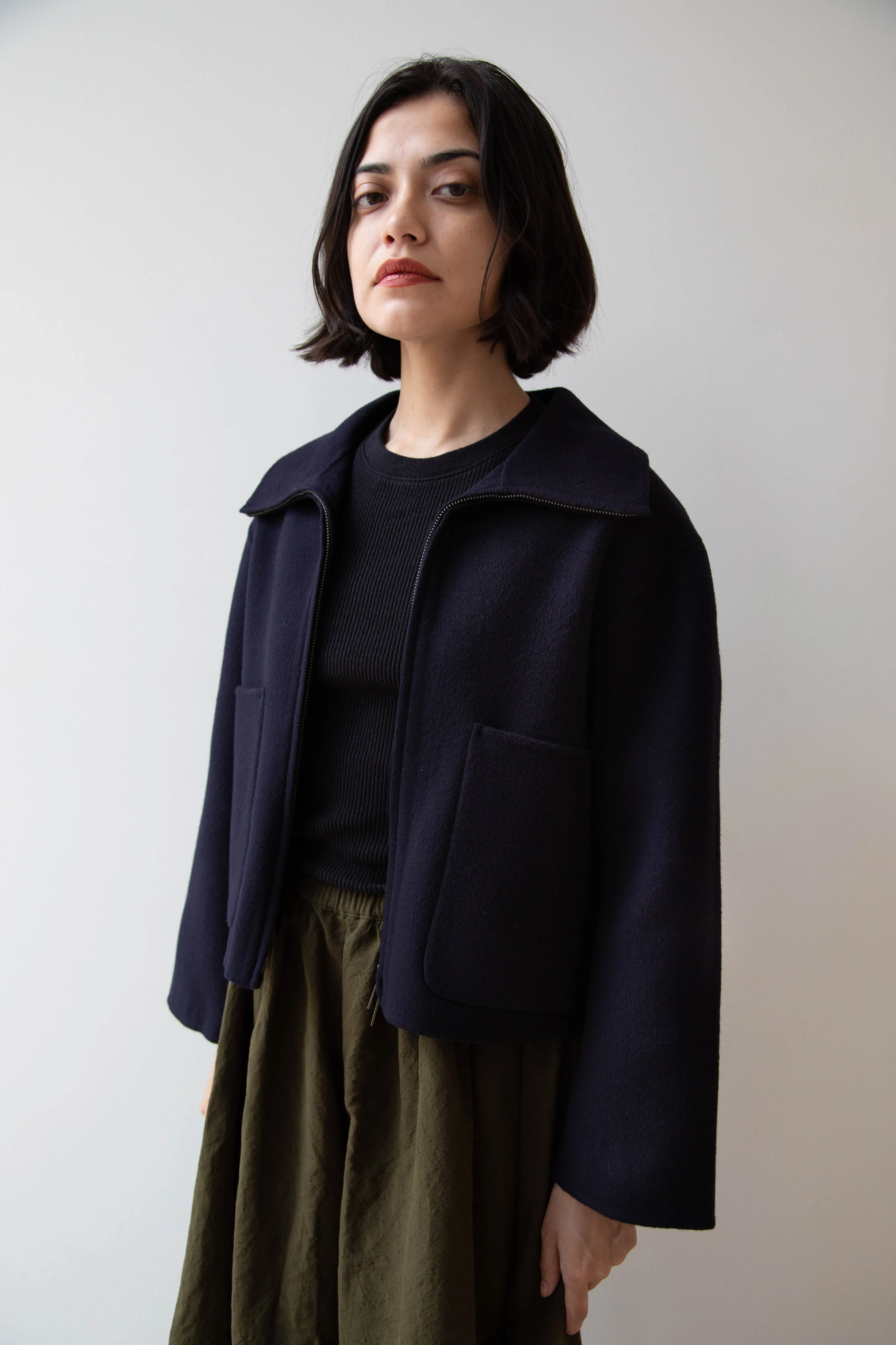 The Loom | Wool Cashmere Zip Up in Navy