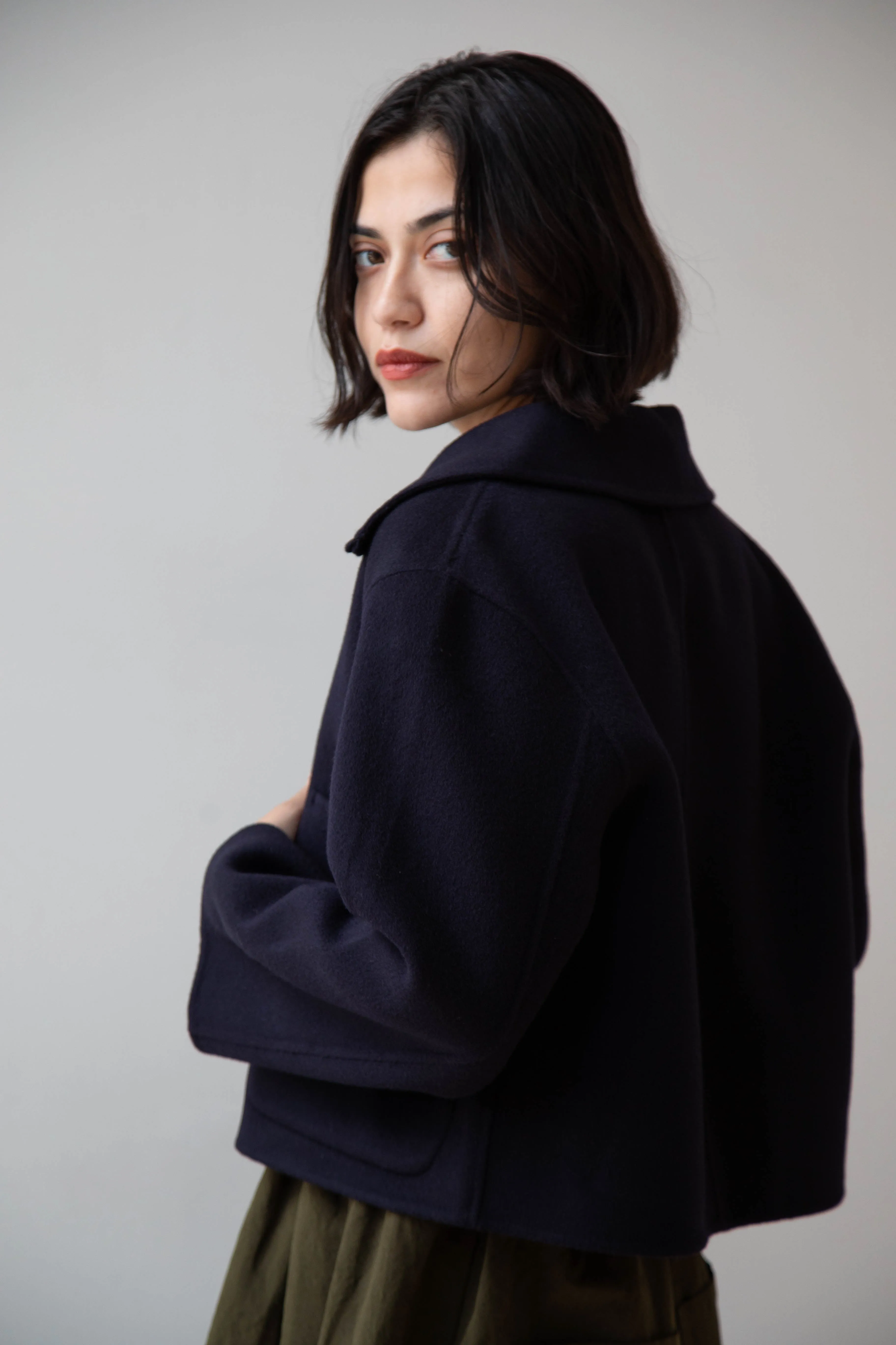 The Loom | Wool Cashmere Zip Up in Navy