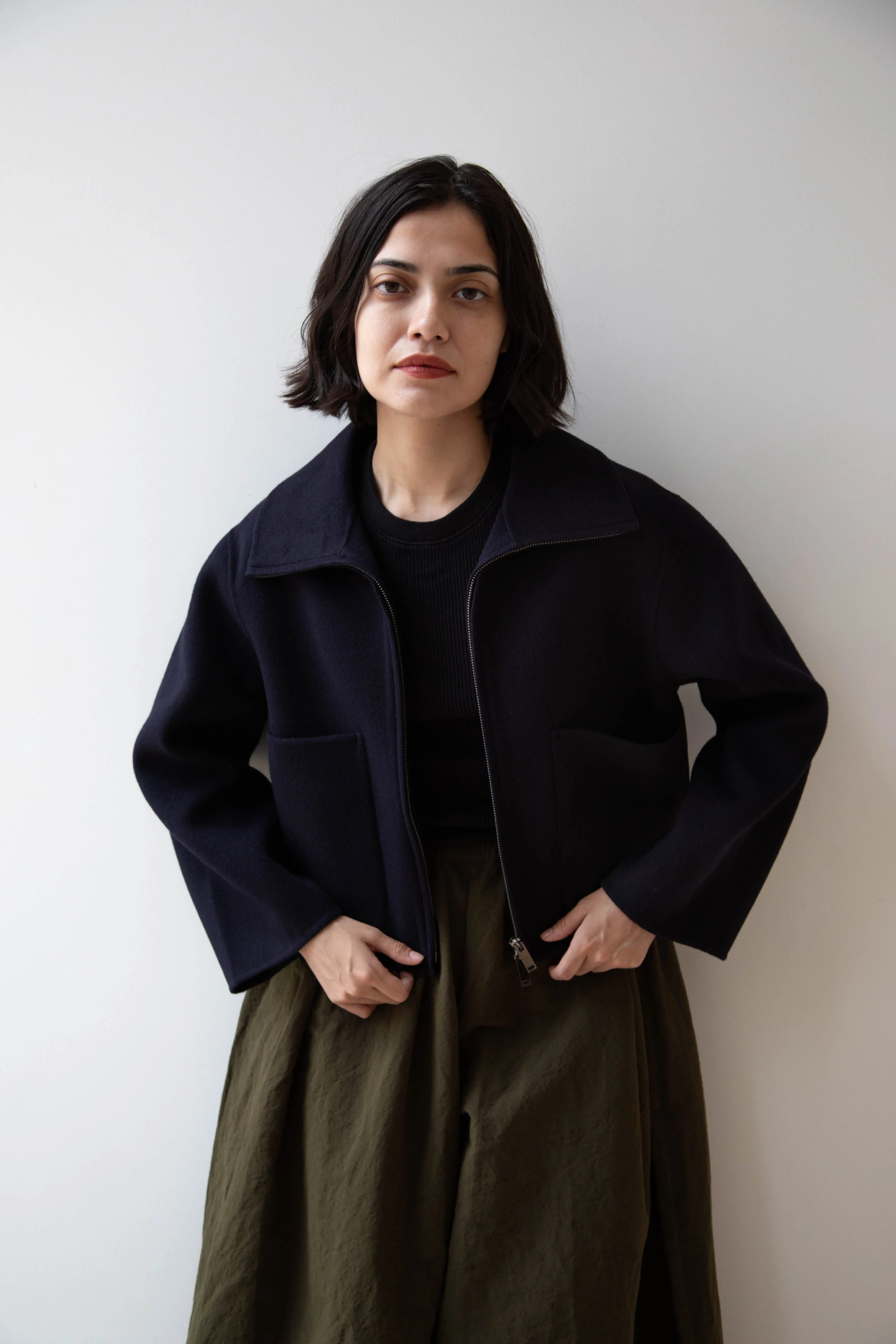 The Loom | Wool Cashmere Zip Up in Navy