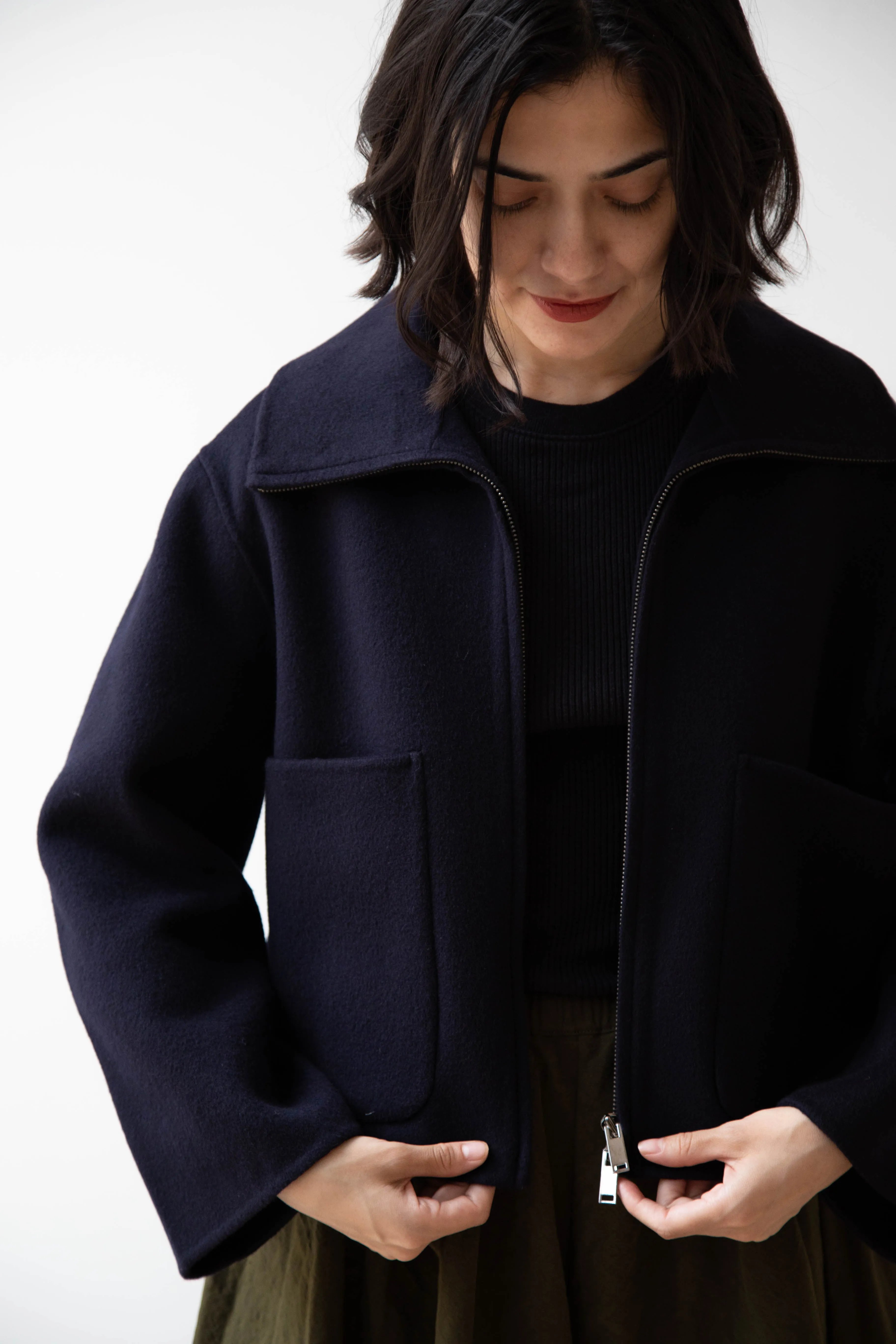 The Loom | Wool Cashmere Zip Up in Navy