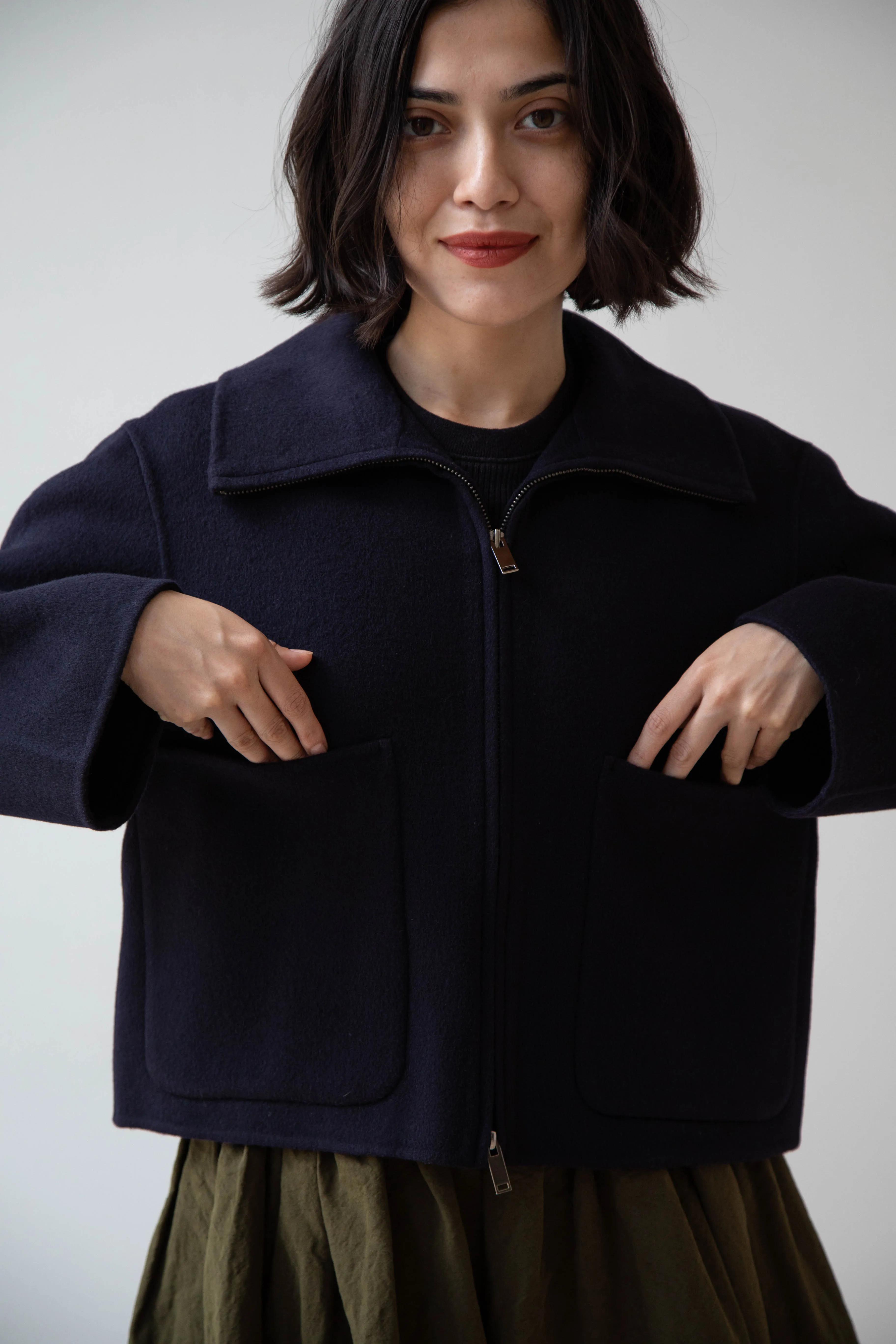 The Loom | Wool Cashmere Zip Up in Navy