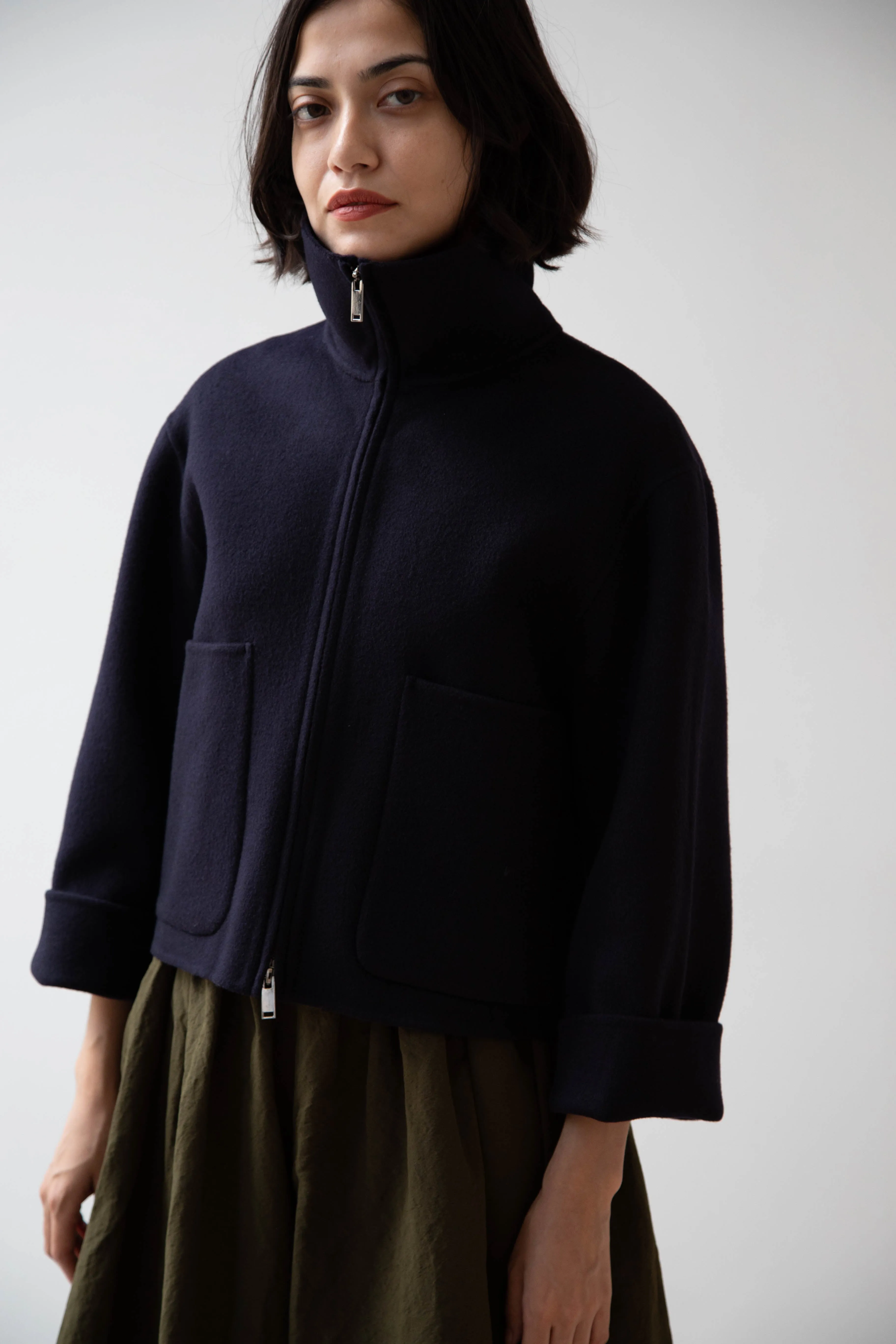 The Loom | Wool Cashmere Zip Up in Navy