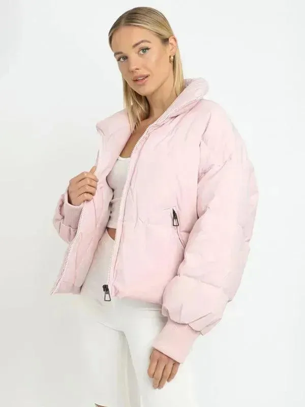 Women Casual Stand Collar Puffer Jacket